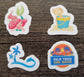 10 Piece Summer Beach Small Sticker Set | Tropical Summer Themed Die Cut Decals